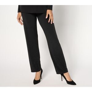 Susan Graver Women's Petite Pants PXL Occasions Liquid Knit with Black A672492